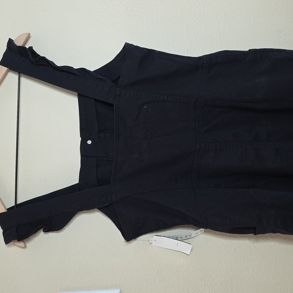 NWT Tinseltown Jumpsuit Overalls Denim Button Up Black Size Large - Picture 7 of 8